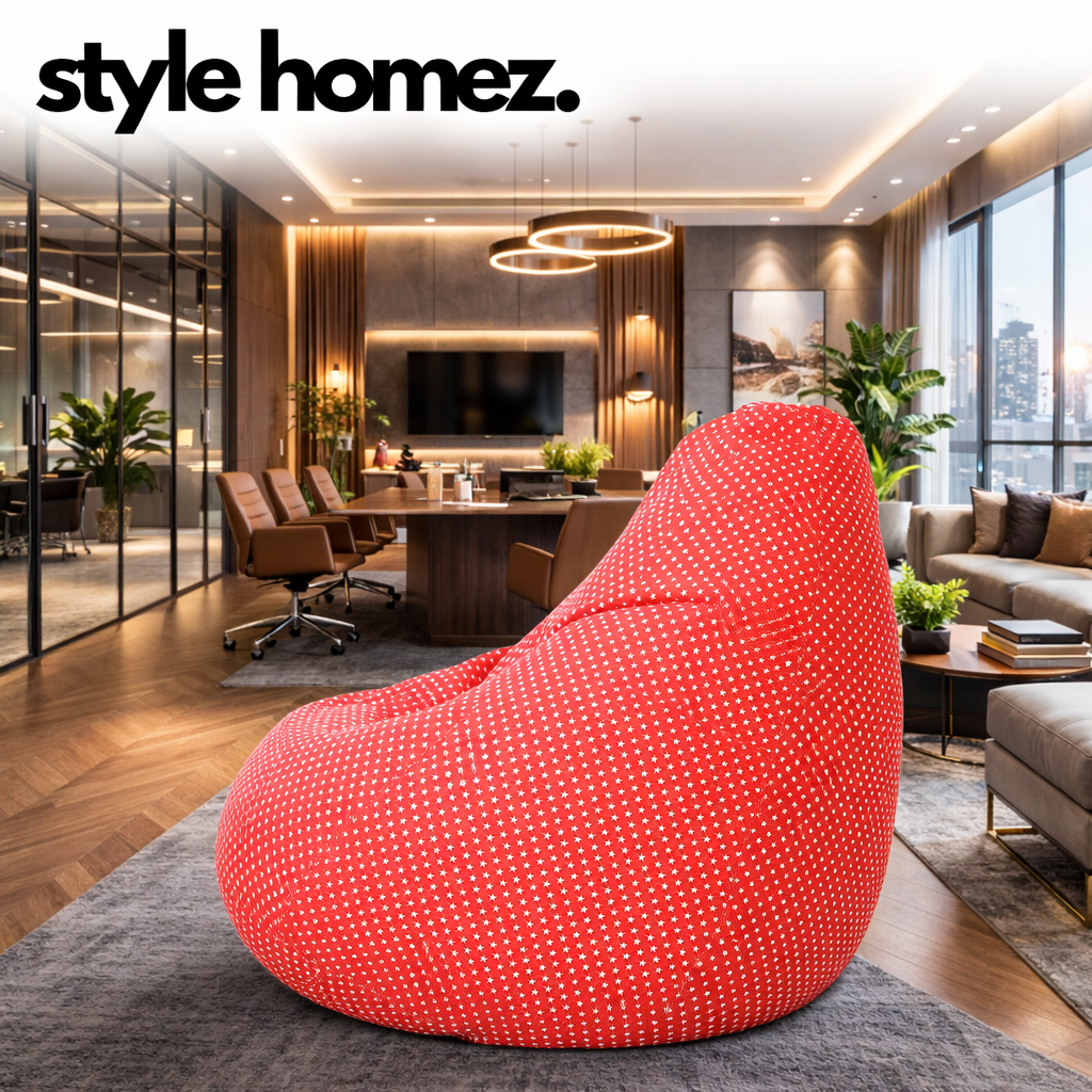 Style Homez Classic Cotton Canvas Star Printed Bean Bag XXL Size Filled with Beans Fillers
