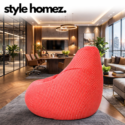 Style Homez Classic Cotton Canvas Star Printed Bean Bag XXL Size Filled with Beans Fillers
