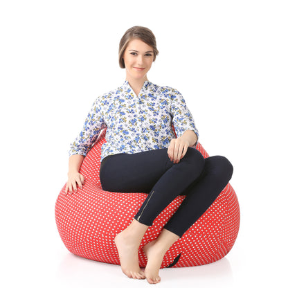Style Homez Classic Cotton Canvas Star Printed Bean Bag XXL Size Filled with Beans Fillers