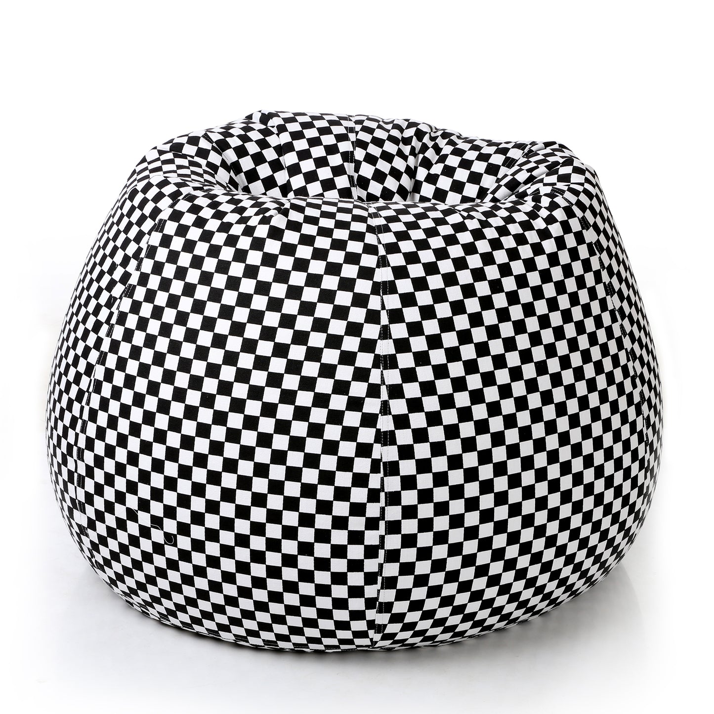 Style Homez Classic Cotton Canvas Checkered Printed Bean Bag XXL Size Filled with Beans Fillers