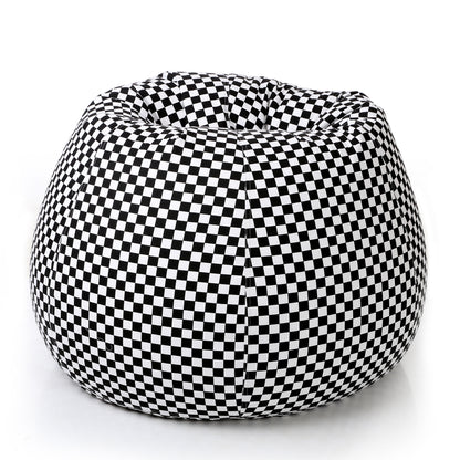 Style Homez Classic Cotton Canvas Checkered Printed Bean Bag XXL Size Filled with Beans Fillers