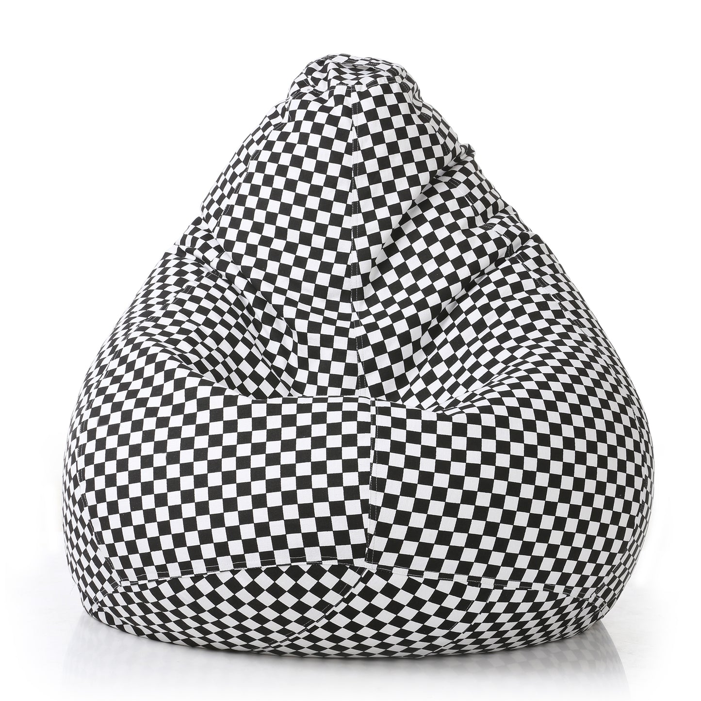 Style Homez Classic Cotton Canvas Checkered Printed Bean Bag XXL Size Filled with Beans Fillers
