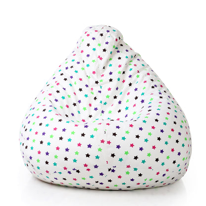 Style Homez Classic Cotton Canvas Star Printed Bean Bag XXL Size Filled with Beans Fillers