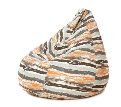 Style Homez Classic Cotton Canvas Stripes Printed Bean Bag XXL Size Filled with Beans Fillers