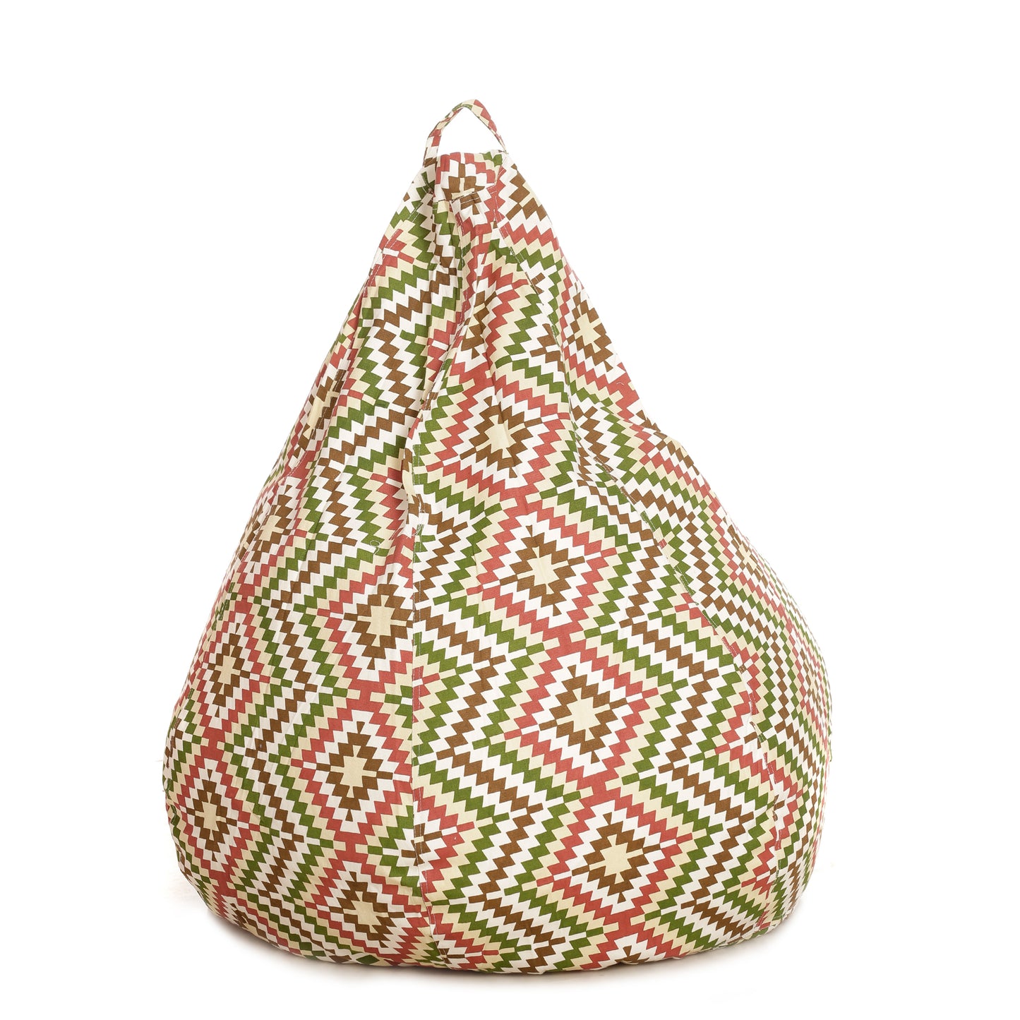 Style Homez Classic Cotton Canvas IKAT Printed Bean Bag XXL Size Filled with Beans Fillers