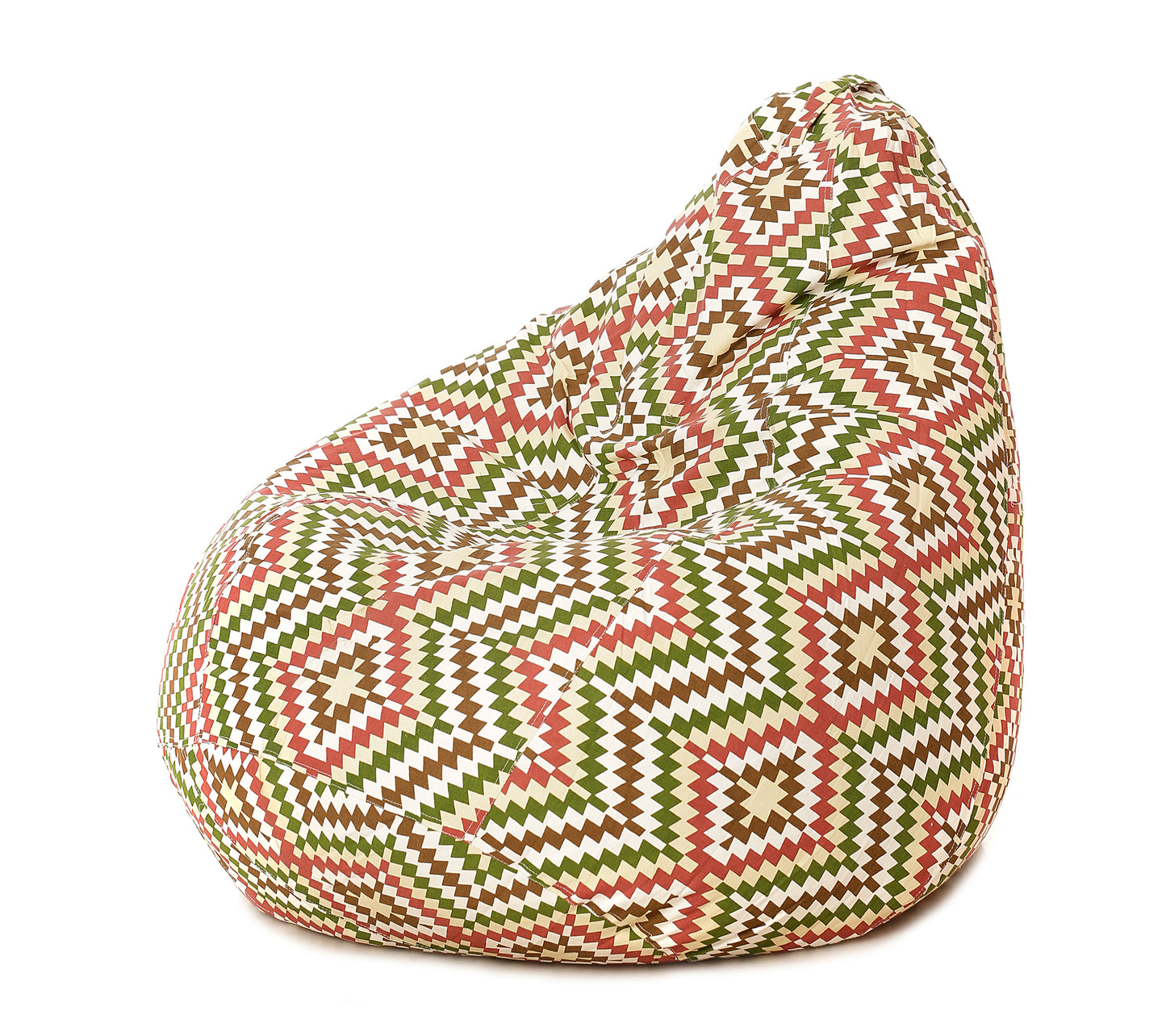 Style Homez Classic Cotton Canvas IKAT Printed Bean Bag XXL Size Filled with Beans Fillers