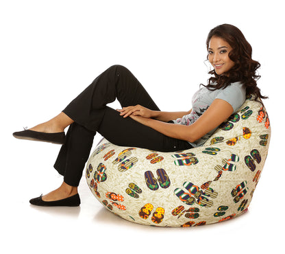 Style Homez Classic Cotton Canvas Abstract Printed Bean Bag XXL Size Filled with Beans Fillersr