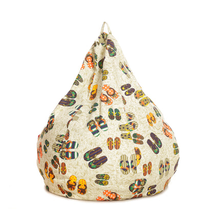 Style Homez Classic Cotton Canvas Abstract Printed Bean Bag XXL Size Filled with Beans Fillersr