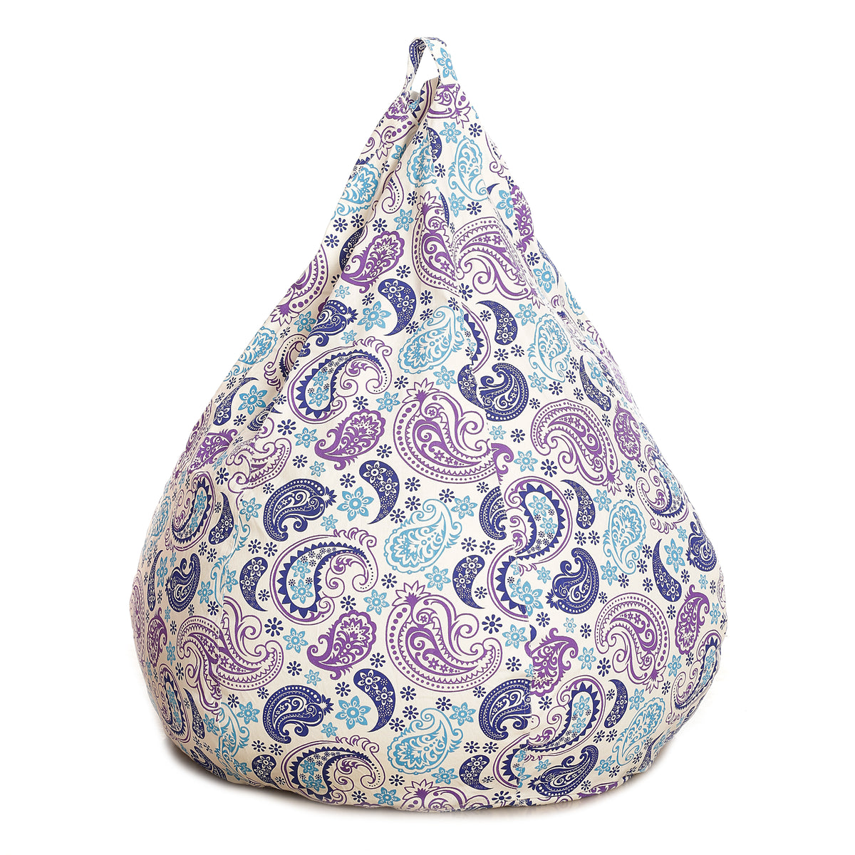 Style Homez Classic Cotton Canvas Paisley Printed Bean BagXXL Size Filled with Beans Fillers