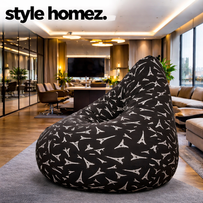 Style Homez Classic Cotton Canvas Abstract Printed Bean Bag XXL Size Filled with Beans Fillers
