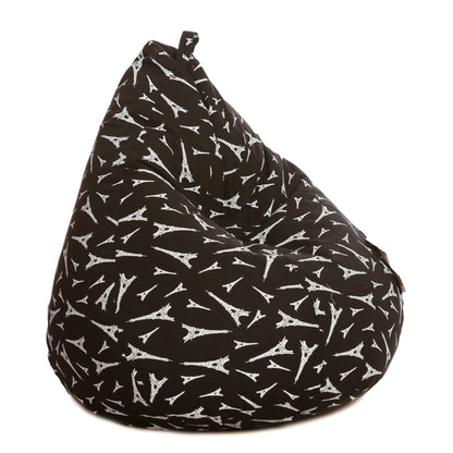 Style Homez Classic Cotton Canvas Abstract Printed Bean Bag XXL Size Filled with Beans Fillers