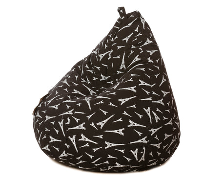 Style Homez Classic Cotton Canvas Abstract Printed Bean Bag XXL Size Filled with Beans Fillers