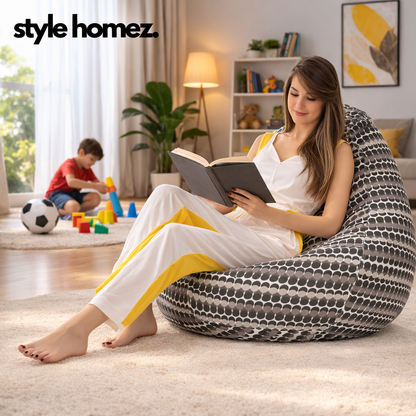 Style Homez Classic Cotton Canvas Polka Dots Printed Bean Bag XXXL  Size Filled with Bean Refill Fillers