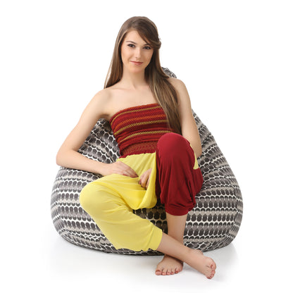 Style Homez Classic Cotton Canvas Polka Dots Printed Bean Bag XXXL  Size Filled with Bean Refill Fillers