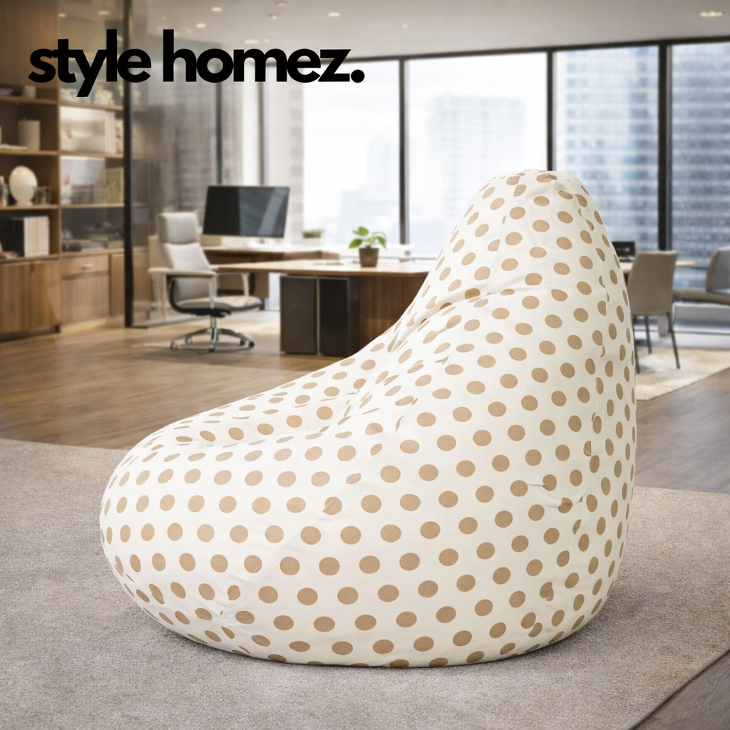 Style Homez Classic Cotton Canvas Polka Dots Printed Bean Bag XXXL  Size Filled with Bean Refill Fillers