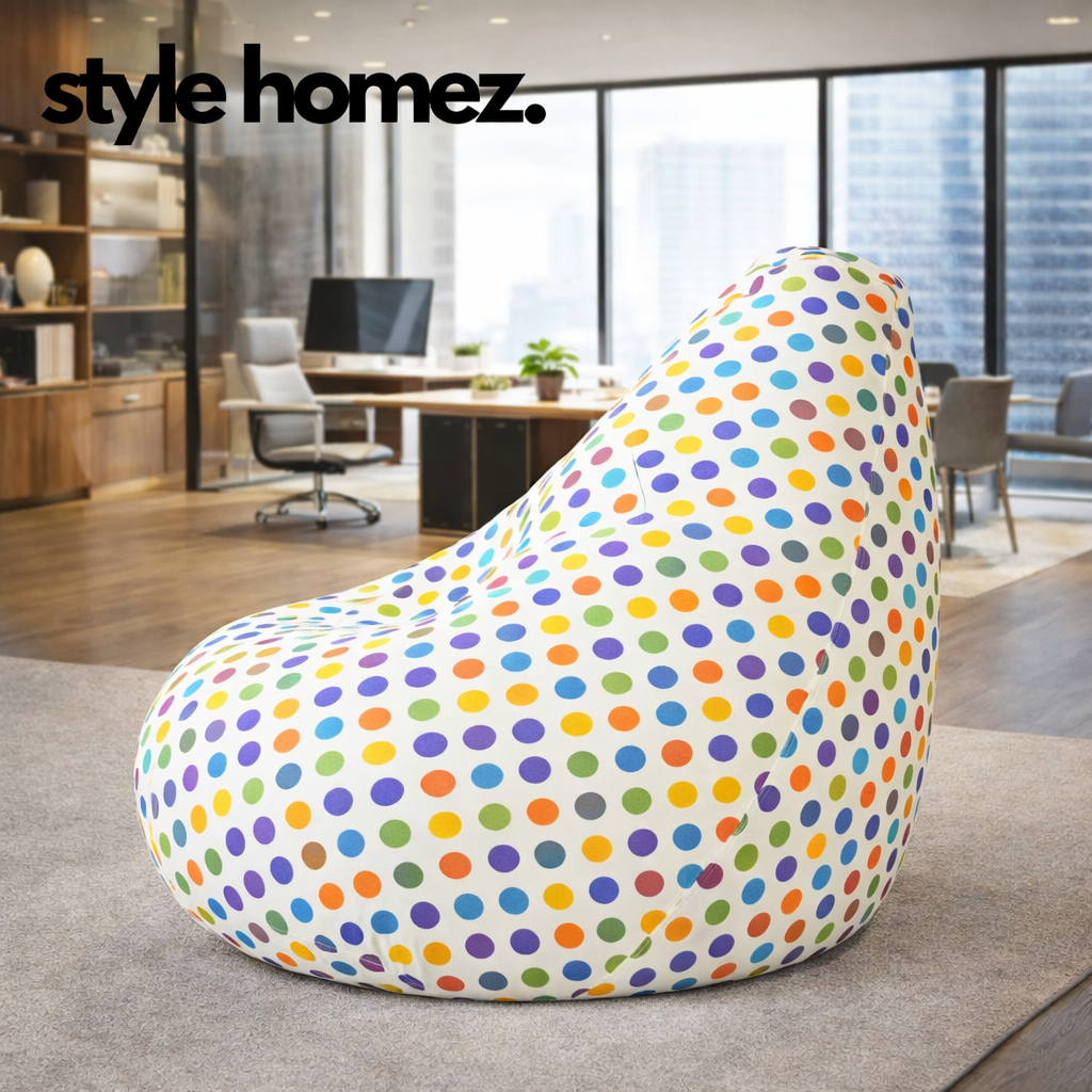 Style Homez Classic Cotton Canvas Polka Dots Printed Bean Bag XXXL  Size Filled with Bean Refill Fillers