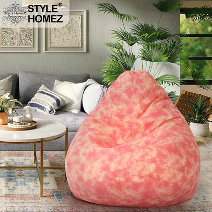 Style Homez Classic Cotton Canvas Abstract Printed Bean Bag XXXL Size Filled with Bean Refill Fillers