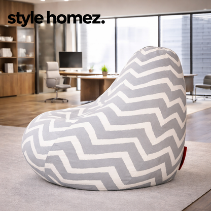 Style Homez Classic Cotton Canvas Stripes Printed Bean Bag XXXL Size Filled with Bean Refill Fillers