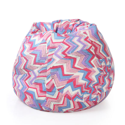 Style Homez Classic Cotton Canvas Geometric Printed Bean Bag XXXL Size Filled with Bean Refill Fillers