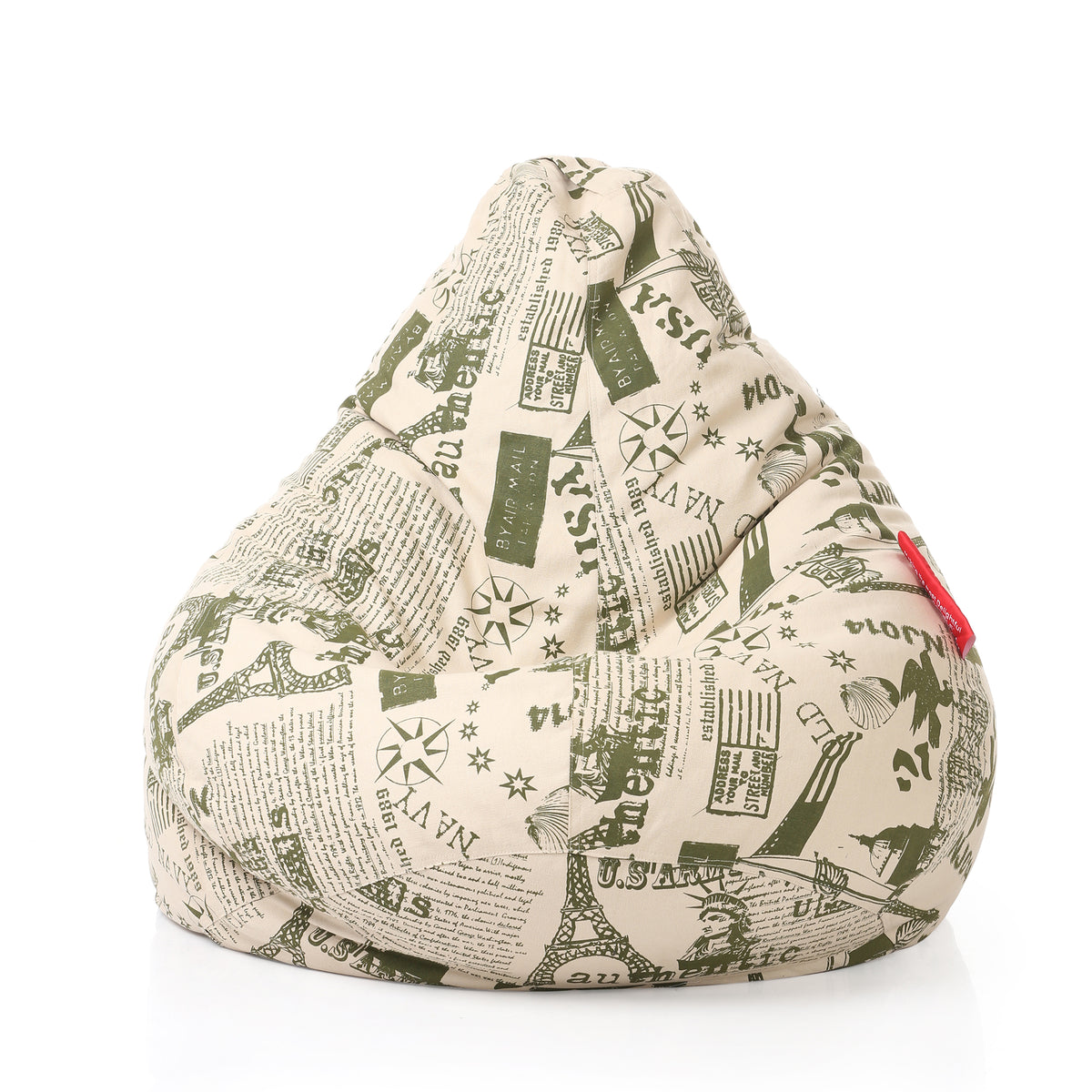 Style Homez Classic Cotton Canvas Abstract Printed Bean Bag XXXL Size Filled with Bean Refill Fillers