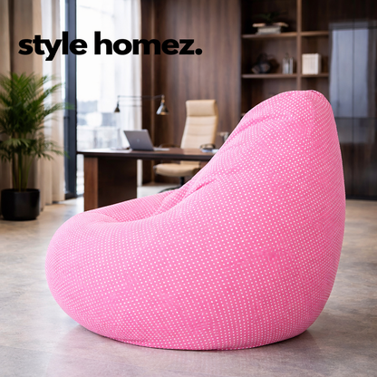 Style Homez Classic Cotton Canvas Polka Dots Printed Bean Bag XXXL Size Filled with Bean Refill Fillers