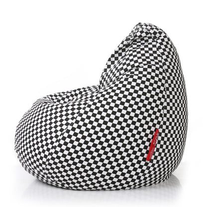 Style Homez Classic Cotton Canvas Checkered Printed Bean Bag XXXL Size Filled with Bean Refill Fillers