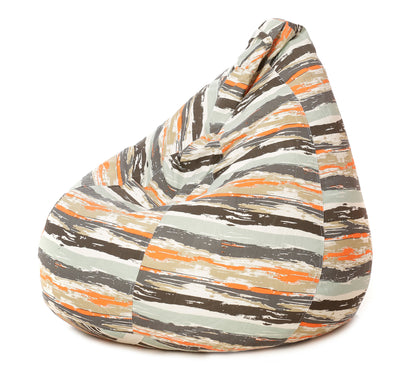 Style Homez Classic Cotton Canvas Stripes Printed Bean Bag XXXL Size Filled with Bean Refill Fillers