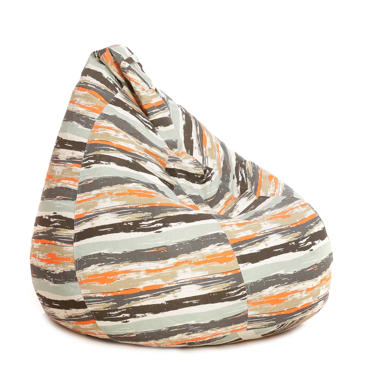 Style Homez Classic Cotton Canvas Stripes Printed Bean Bag XXXL Size Filled with Bean Refill Fillers