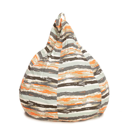 Style Homez Classic Cotton Canvas Stripes Printed Bean Bag XXXL Size Filled with Bean Refill Fillers