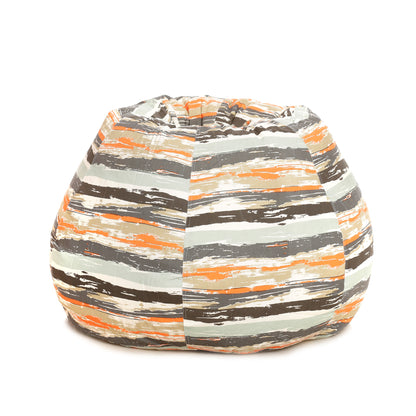 Style Homez Classic Cotton Canvas Stripes Printed Bean Bag XXXL Size Filled with Bean Refill Fillers