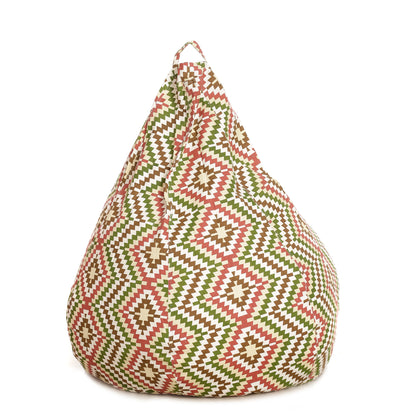 Style Homez Classic Cotton Canvas IKAT Printed Bean Bag XXXL Size Filled with Bean Refill Fillers