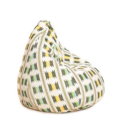 Style Homez Classic Cotton Canvas IKAT Printed Bean Bag XXXL Size Filled with Bean Refill Fillers