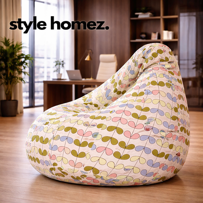 Style Homez Classic Cotton Canvas Abstract Printed Bean Bag XXXL Size Filled with Bean Refill Fillers
