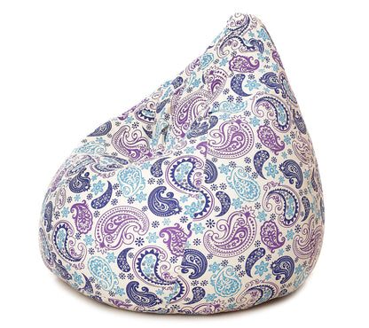 Style Homez Classic Cotton Canvas Paisley Printed Bean BagXXXL Size Filled with Bean Refill Fillers