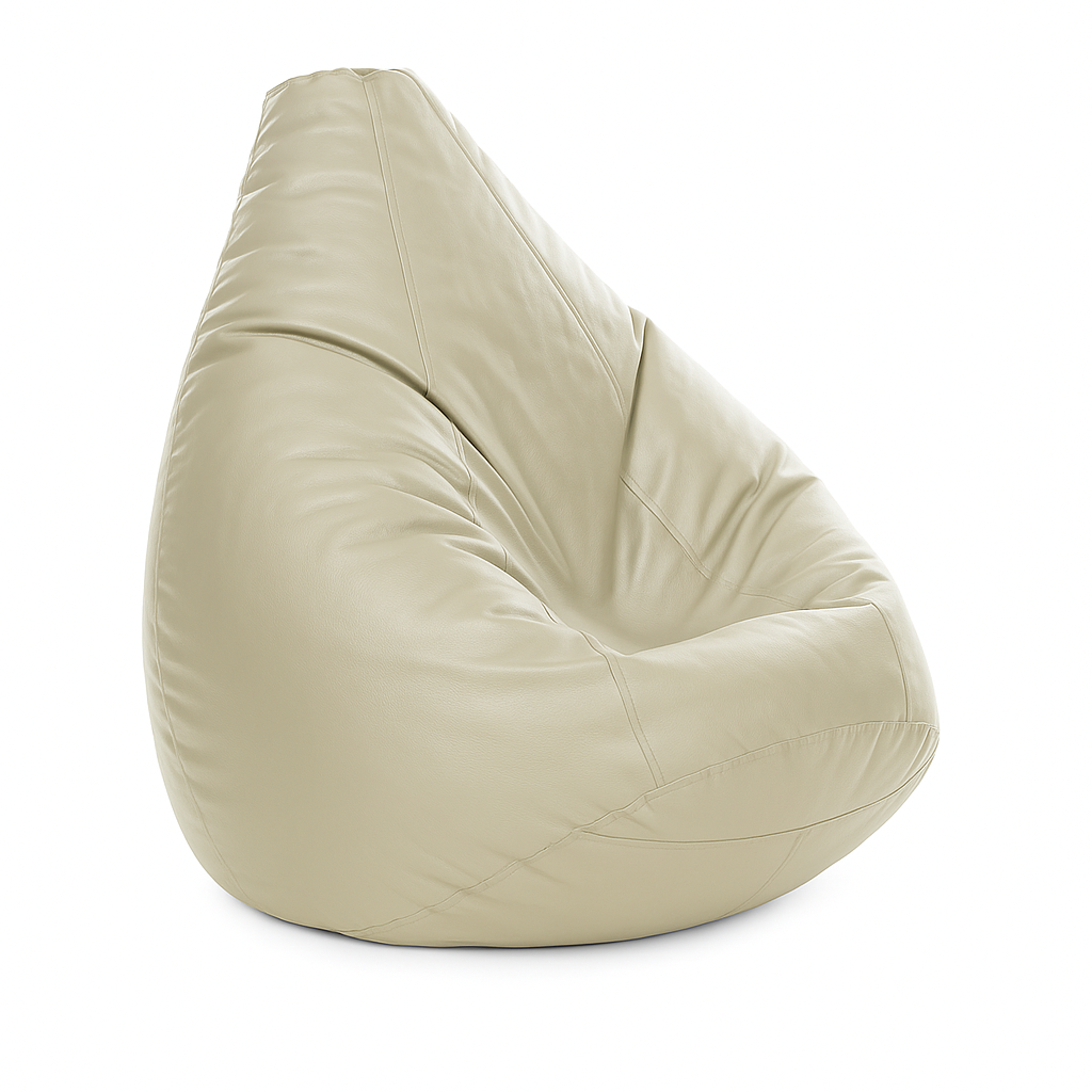 Style Homez Premium Leatherette Classic Jumbo Bean Bag Jumbo Size SAC BEIGE Color Filled with Beans Fillers