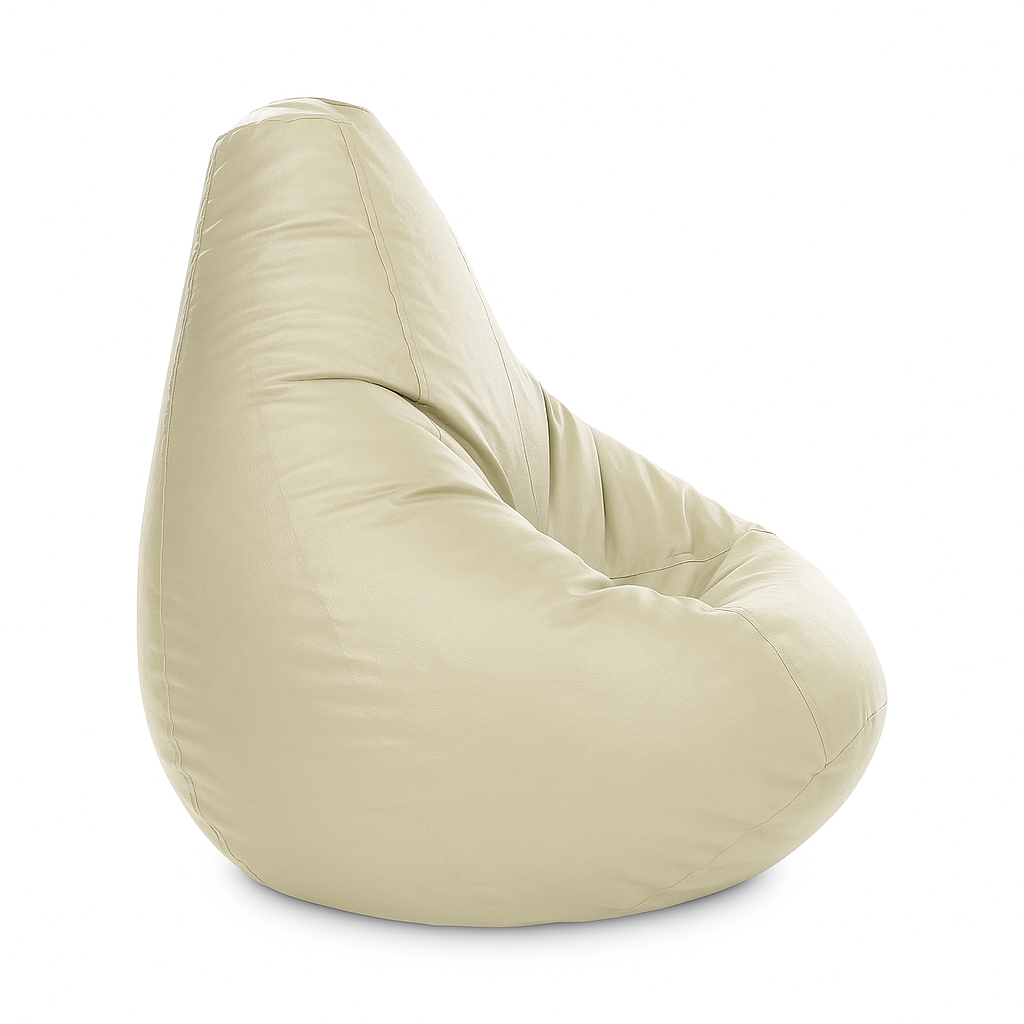 Style Homez Premium Leatherette Classic Jumbo Bean Bag Jumbo Size SAC BEIGE Color Filled with Beans Fillers