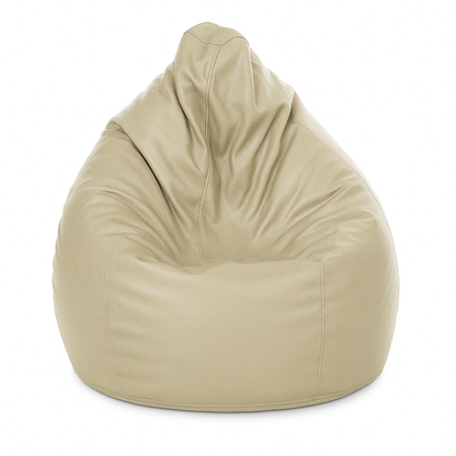 Style Homez Premium Leatherette Classic Jumbo Bean Bag Jumbo Size SAC BEIGE Color Filled with Beans Fillers