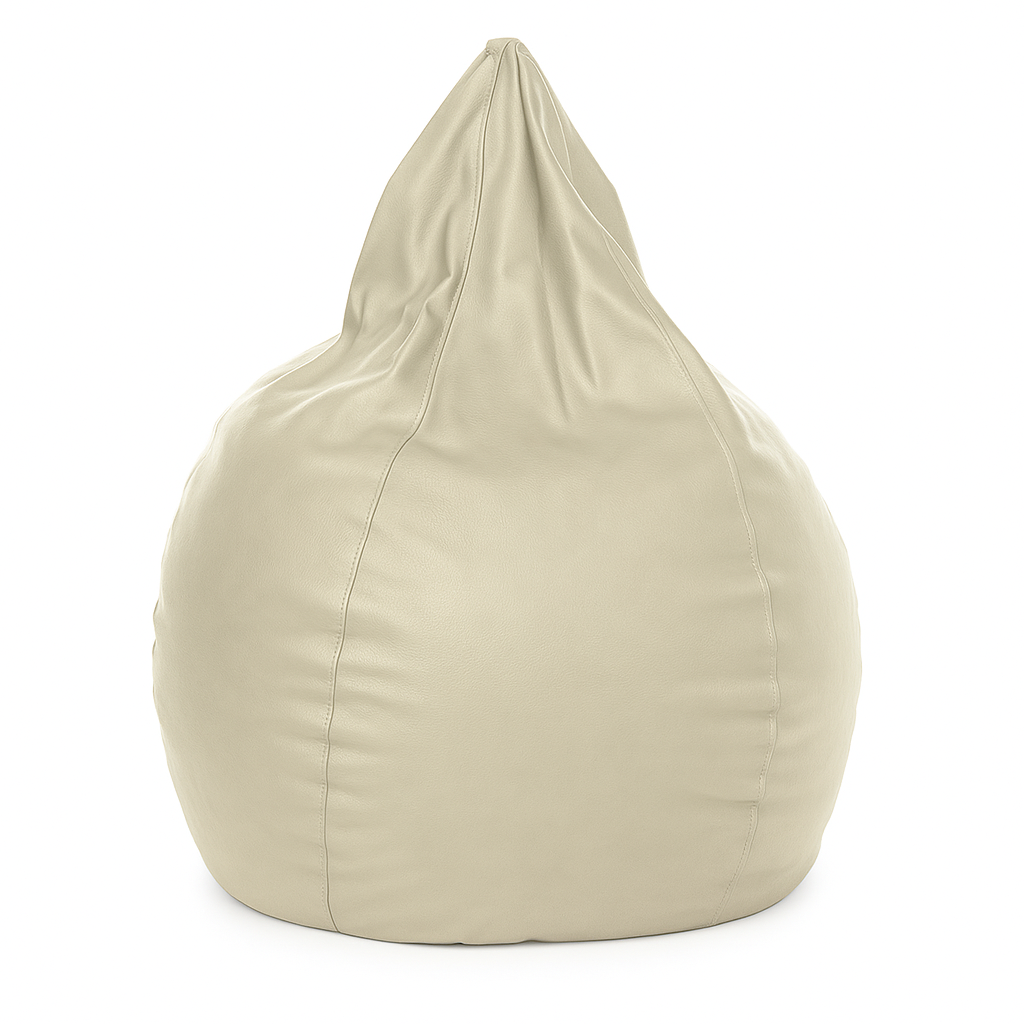 Style Homez Premium Leatherette Classic Jumbo Bean Bag Jumbo Size SAC BEIGE Color Filled with Beans Fillers