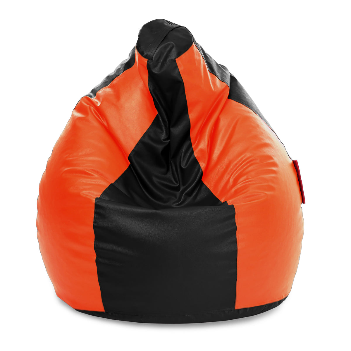 Style Homez Premium Leatherette Classic Jumbo Bean Bag Jumbo Size SAC Black Orange Color Filled with Beans Fillers