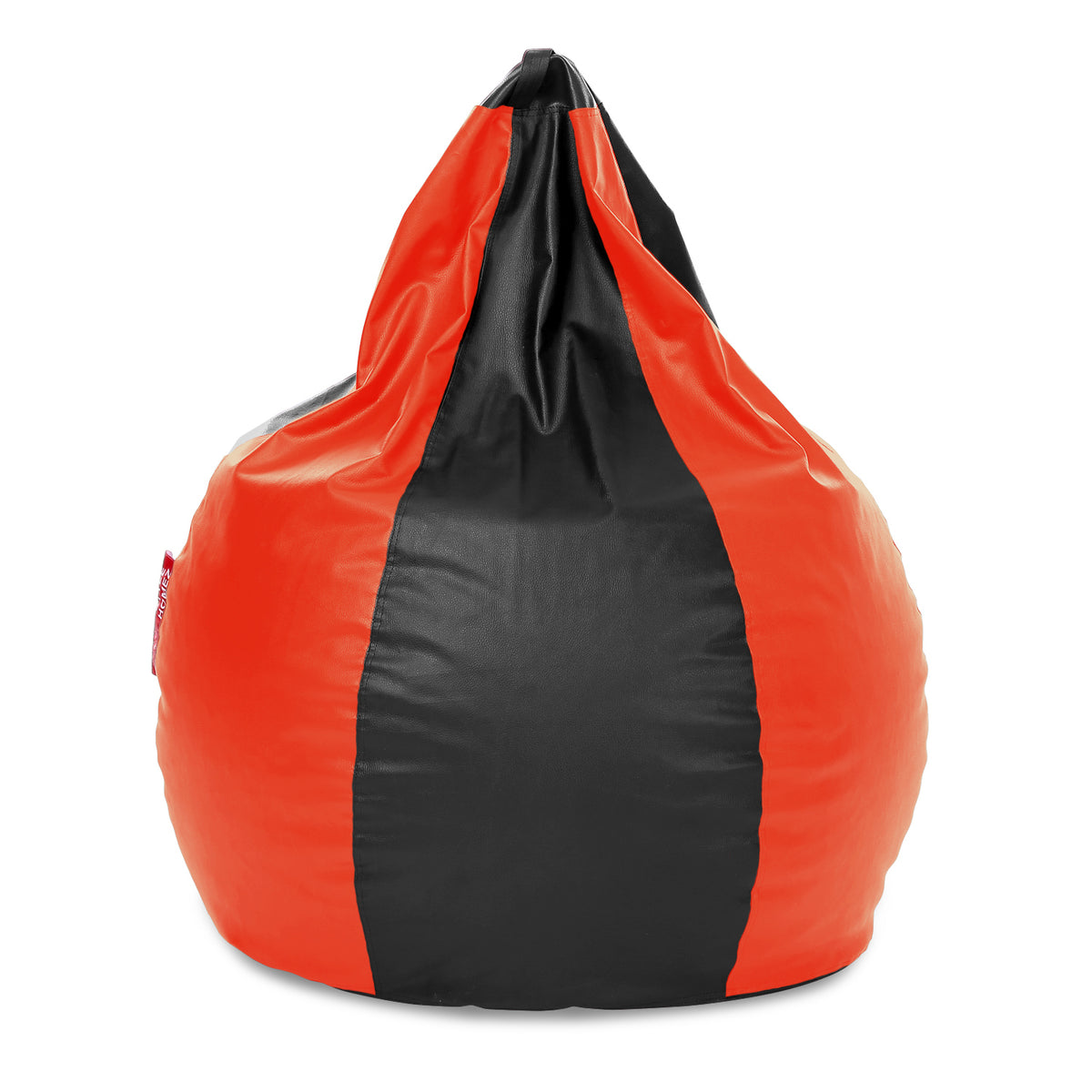 Style Homez Premium Leatherette Classic Jumbo Bean Bag Jumbo Size SAC Black Orange Color Filled with Beans Fillers