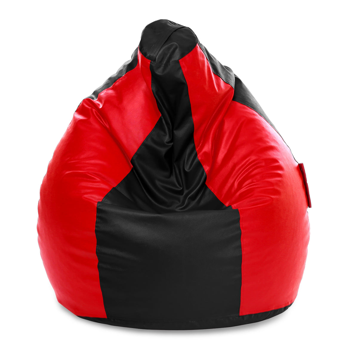 Style Homez Premium Leatherette Classic Jumbo Bean Bag Jumbo Size SAC Black Red Color Filled with Beans Fillers