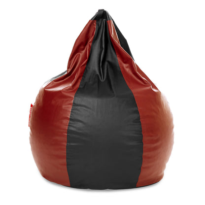 Style Homez Premium Leatherette Classic Jumbo Bean Bag Jumbo Size SAC Black Tan Color Filled with Beans Fillers