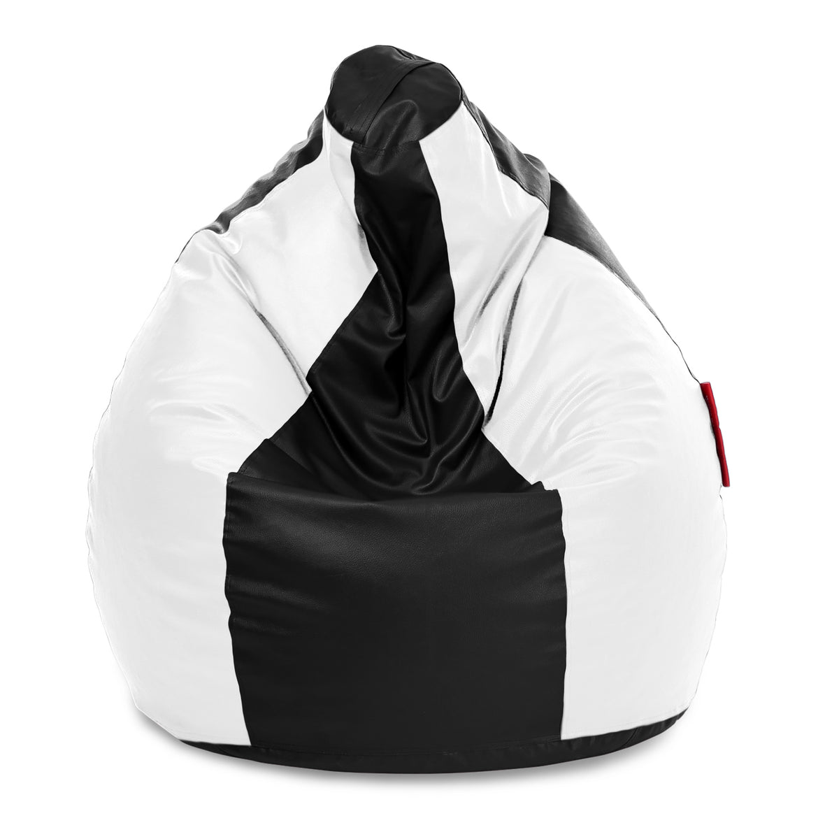 Style Homez Premium Leatherette Classic Jumbo Bean Bag Jumbo Size SAC Black White Color Filled with Beans Fillers
