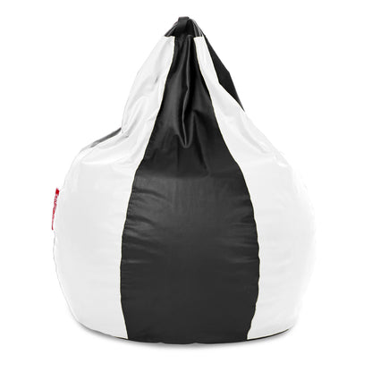Style Homez Premium Leatherette Classic Jumbo Bean Bag Jumbo Size SAC Black White Color Filled with Beans Fillers