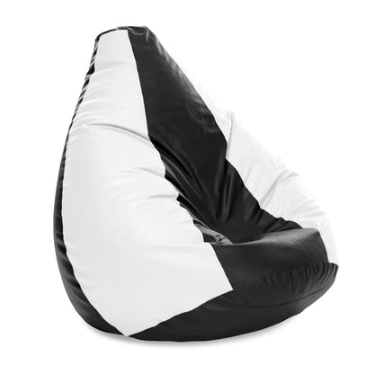 Style Homez Premium Leatherette Classic Jumbo Bean Bag Jumbo Size SAC Black White Color Filled with Beans Fillers