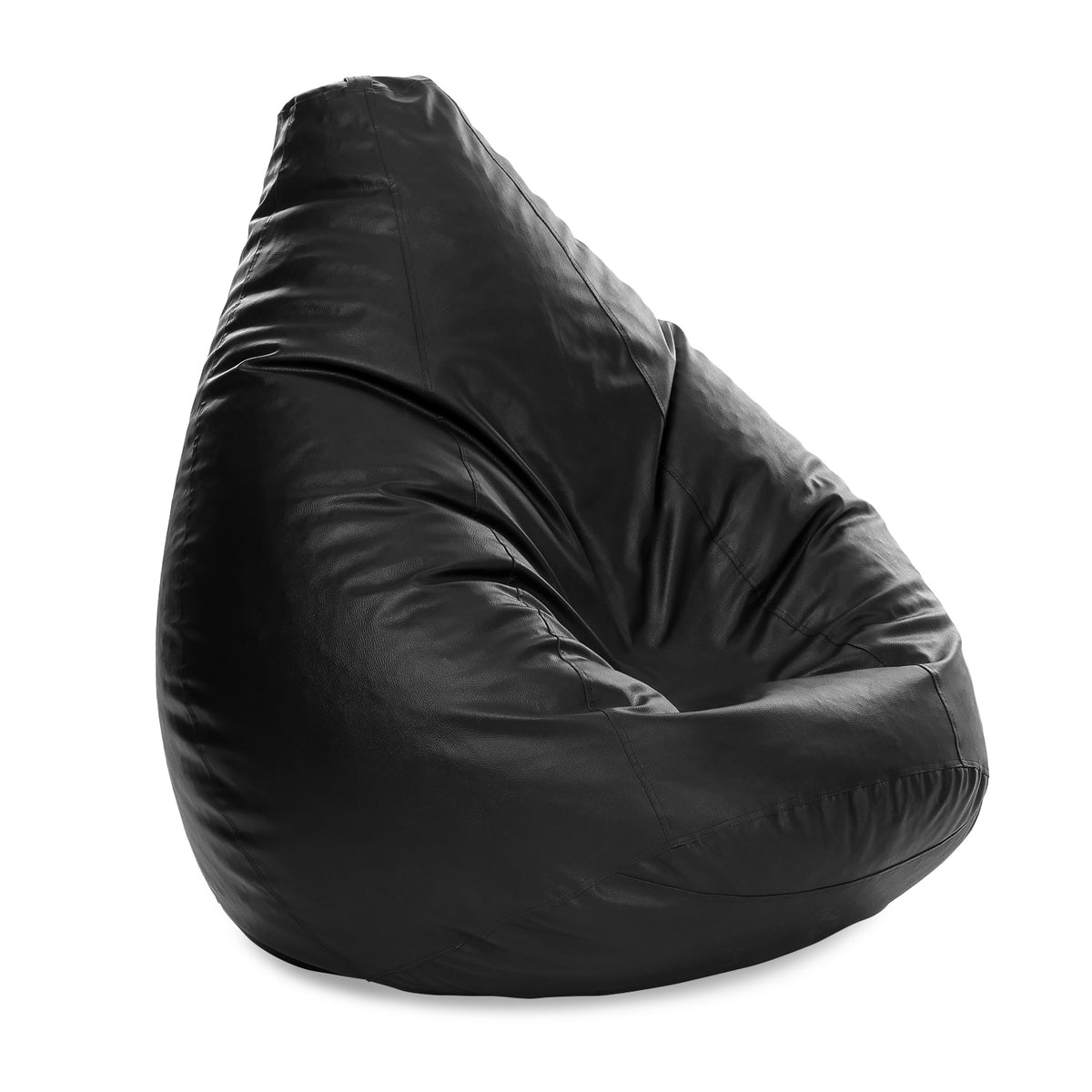 Style Homez Premium Leatherette Classic Jumbo Bean Bag Jumbo Size SAC  Black Color Filled with Beans Fillers
