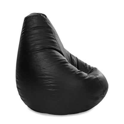 Style Homez Premium Leatherette Classic Jumbo Bean Bag Jumbo Size SAC  Black Color Filled with Beans Fillers