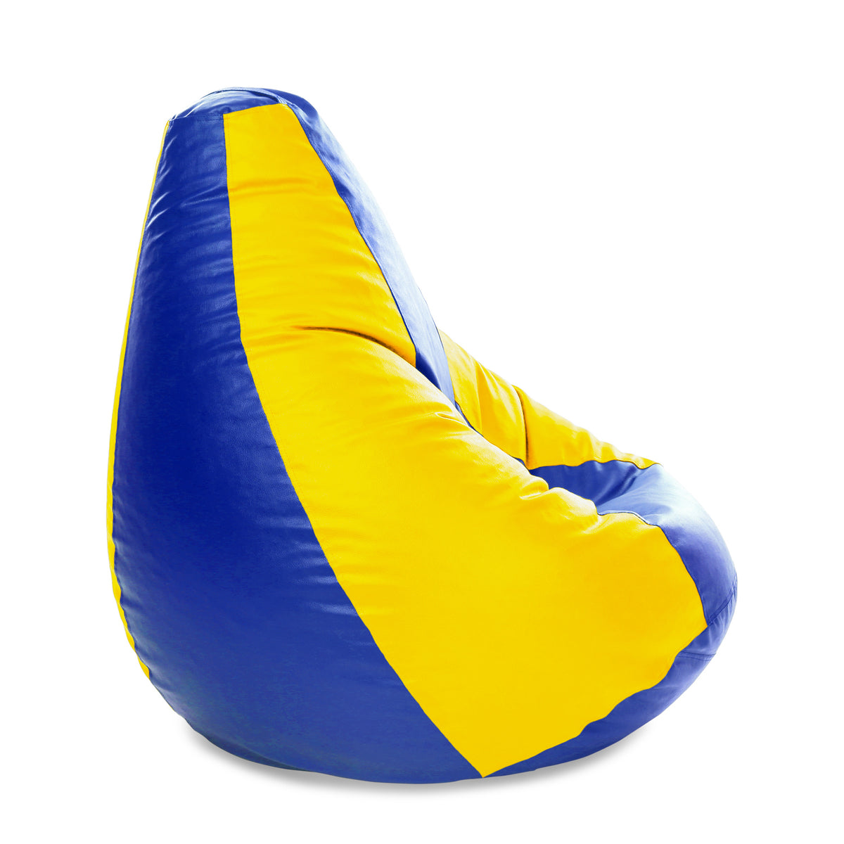 Style Homez Premium Leatherette Classic Jumbo Bean Bag Jumbo Size SAC Blue Yellow Color Filled with Beans Fillers