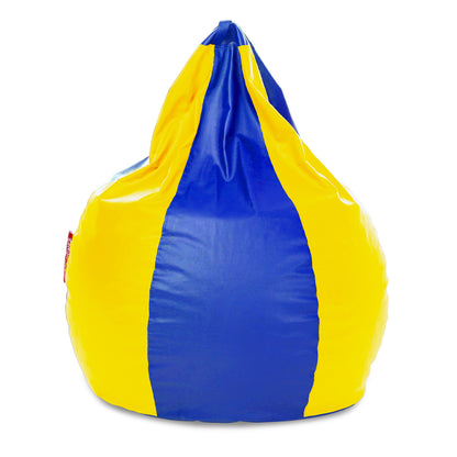 Style Homez Premium Leatherette Classic Jumbo Bean Bag Jumbo Size SAC Blue Yellow Color Filled with Beans Fillers