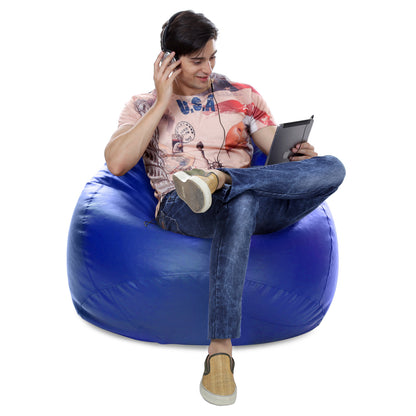 Style Homez Premium Leatherette Classic Jumbo Bean Bag Jumbo Size SAC  Royal Blue Color Filled with Beans Fillers